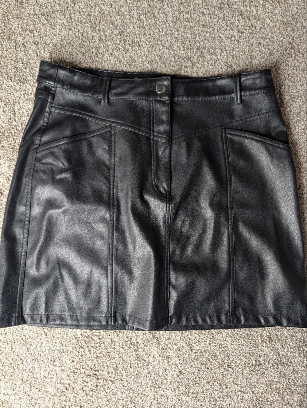 JustFab Faux Leather Mini Skirt Black Moto Y2K Alt Goth